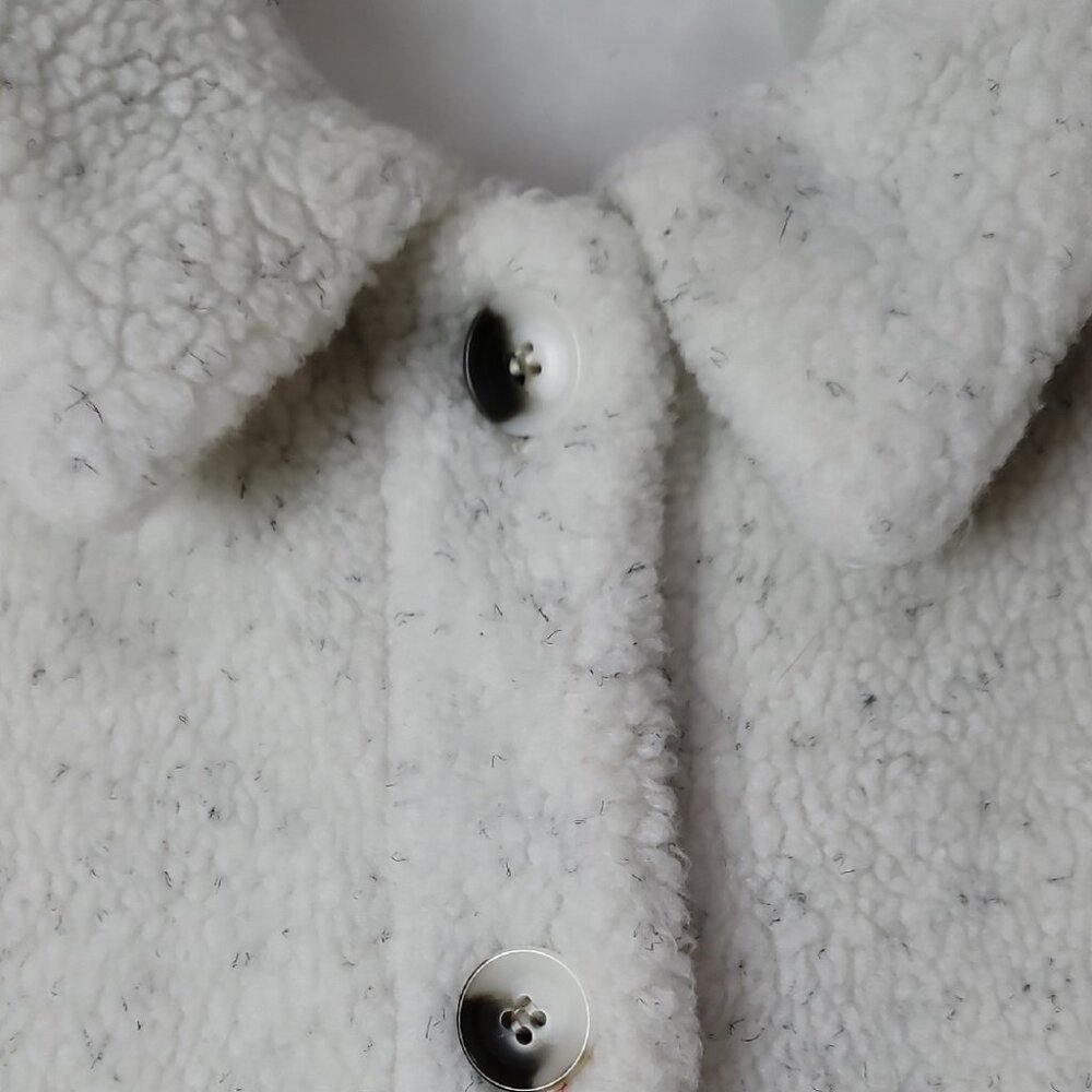 Orvis Womens White Sherpa Button-Up Jacket W/ Tapestry Trim Pockets Size M Polye - Picture 9 of 13
